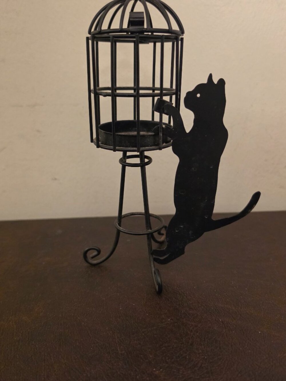 Black Cat Island Creek Trading Metal Bird Cage Votive Candle Holder